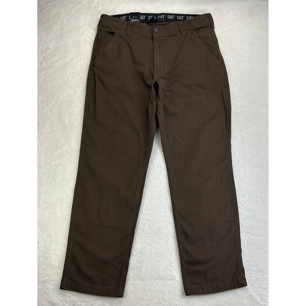 NWT Caterpillar CAT Utility Work Pants Mens‎ 38x32 Brown Stretch Flex Waistband